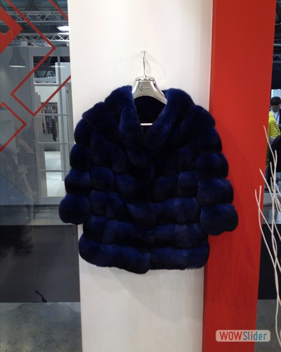 Jacket in chinchillà ocean blue
